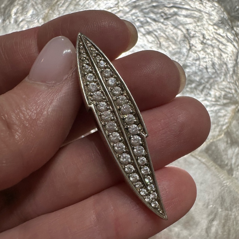925 Sterling Silver Crystal Leaf Pendant